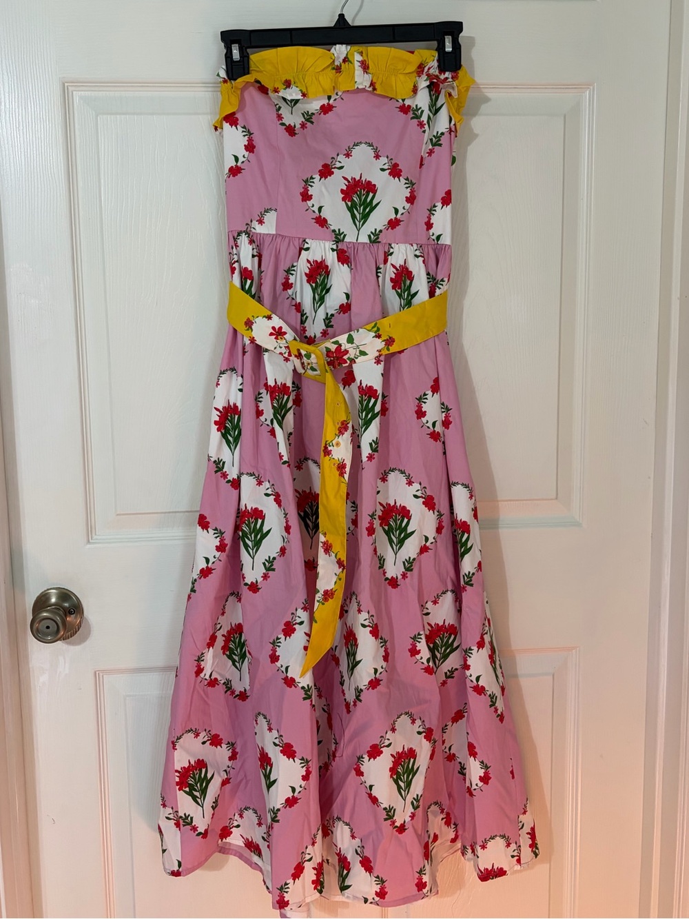 Sugarlips Women’s Pink Floral Maxi Dress with Yellow Accents